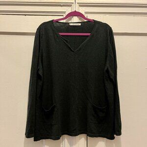 mansted Cotton/Yak Long Sleeved Knit Shirt V Neck Pockets XL